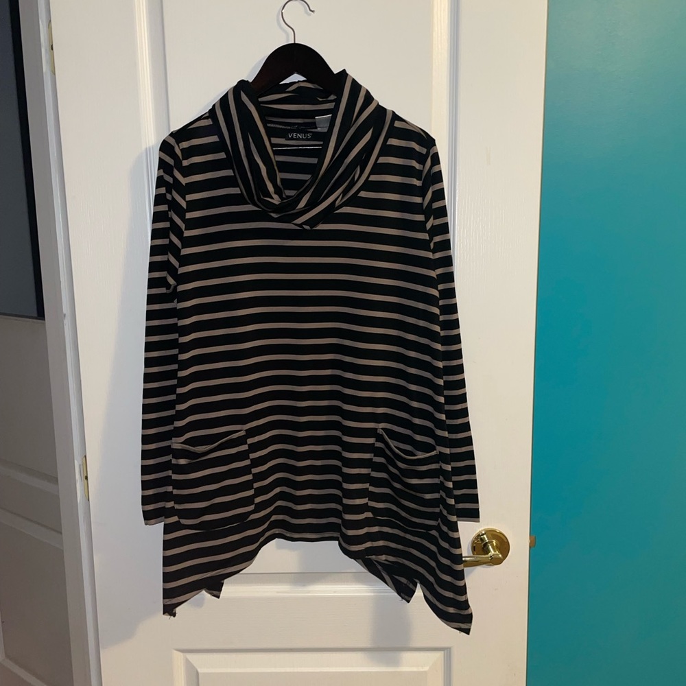 Venus Cowl Neck striped top